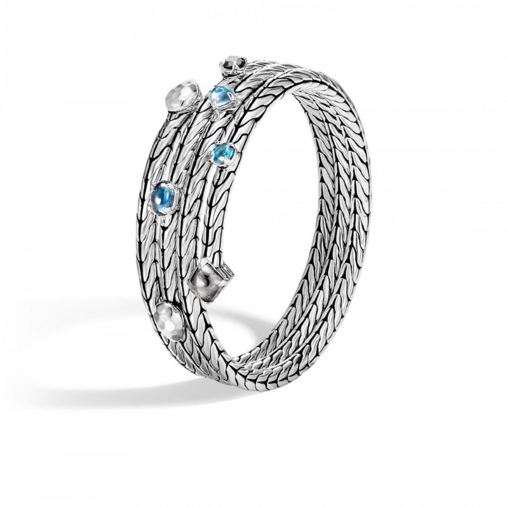 JOHN HARDY- Classic Chain Blue Topaz Coil Bracelet